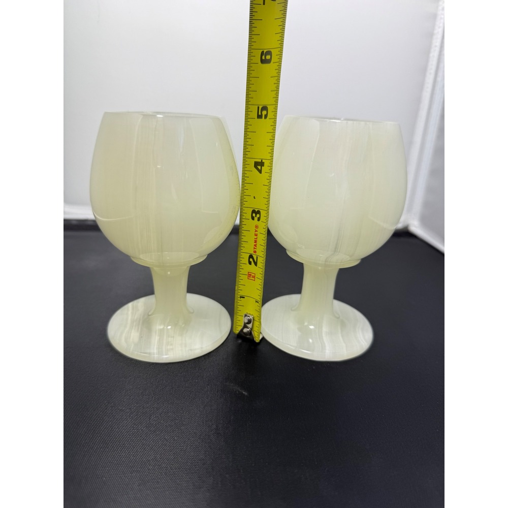 Onyx Marble Wine Goblets Set of 2 Stone Wine Glasses Decorative Barware - Picture 2 of 6